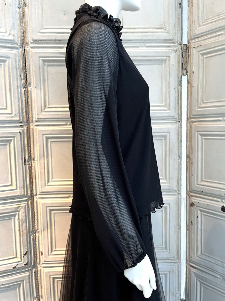 画像2: Pe/Wチュール スタンドネックフリル  (2)