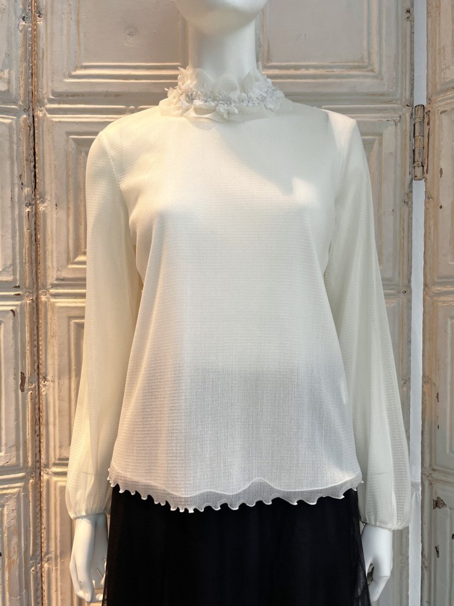 画像7: Pe/Wチュール スタンドネックフリル  (7)