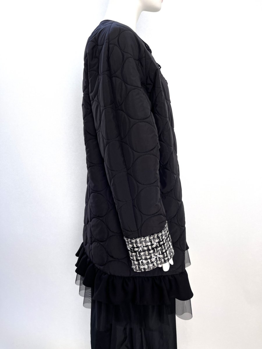 画像2: コンビツイード　キルティングレース付コート  (2)