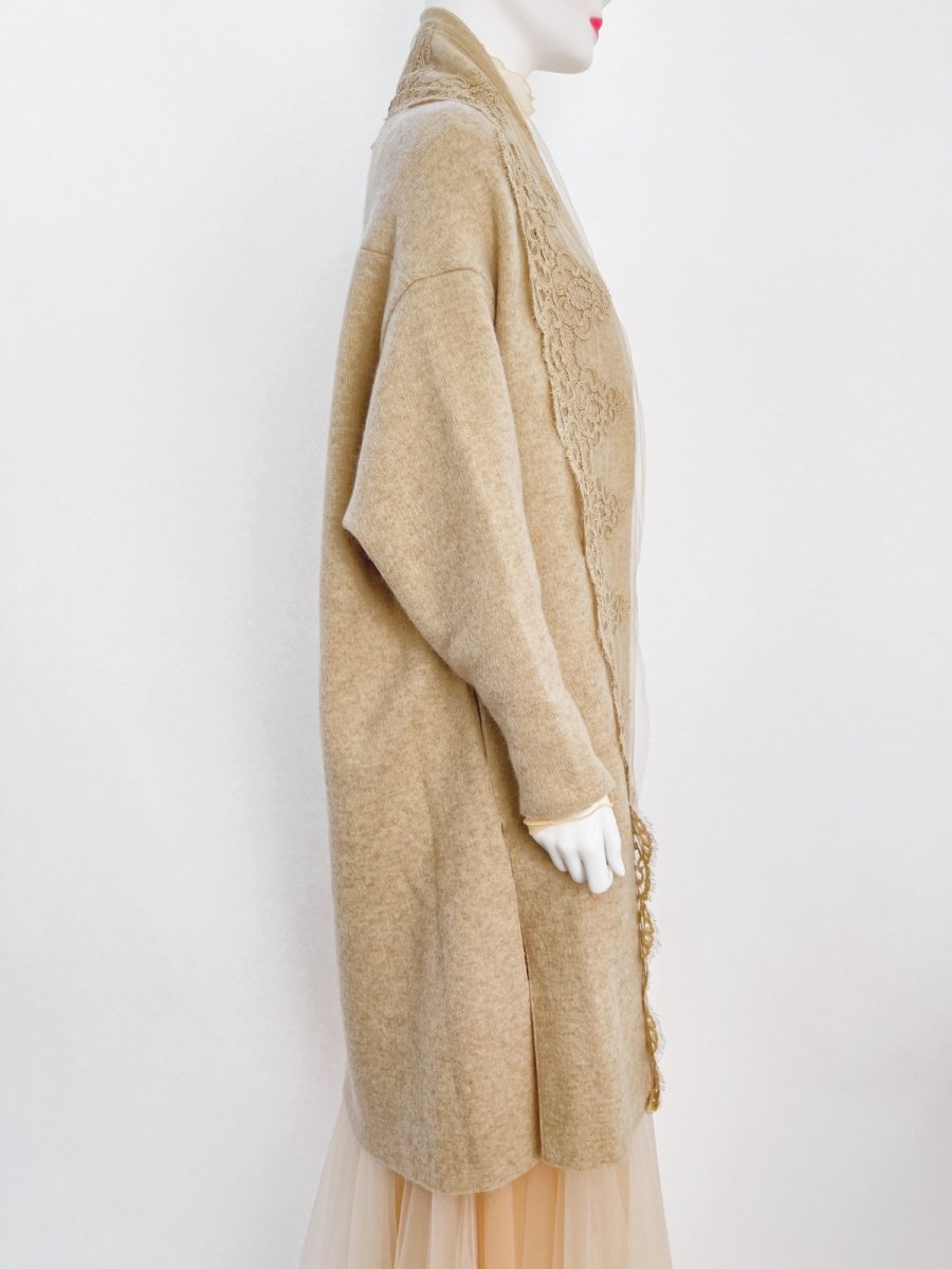 画像2: ミニョンレースニット ロングカーディガン  (2)