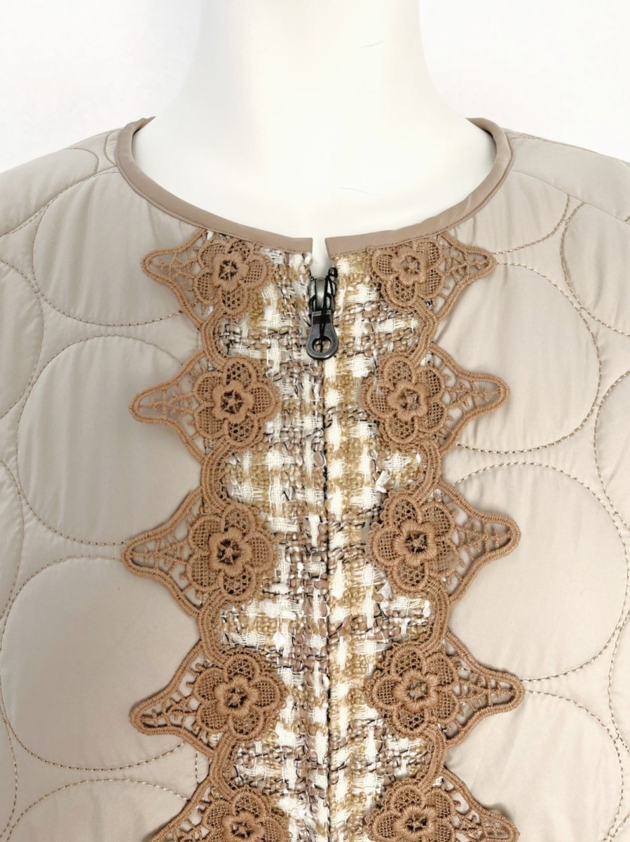 画像12: コンビツイード　キルティングレース付コート  (12)