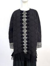 画像1: コンビツイード　キルティングレース付コート  (1)