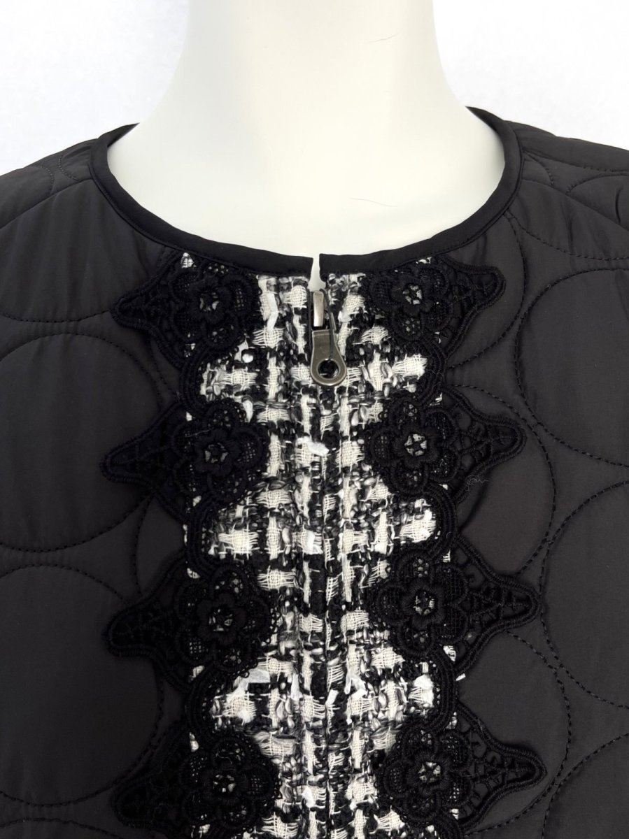 画像4: コンビツイード　キルティングレース付コート  (4)