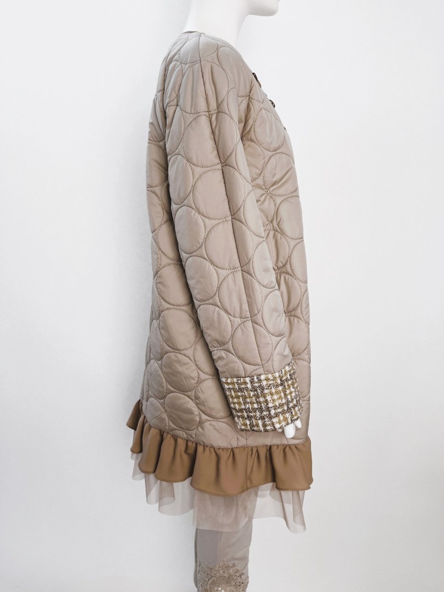 画像10: コンビツイード　キルティングレース付コート  (10)