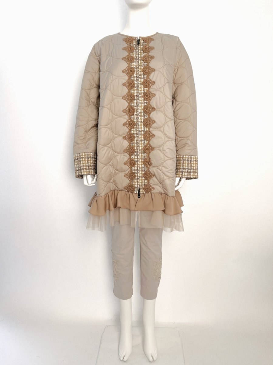 画像16: コンビツイード　キルティングレース付コート  (16)