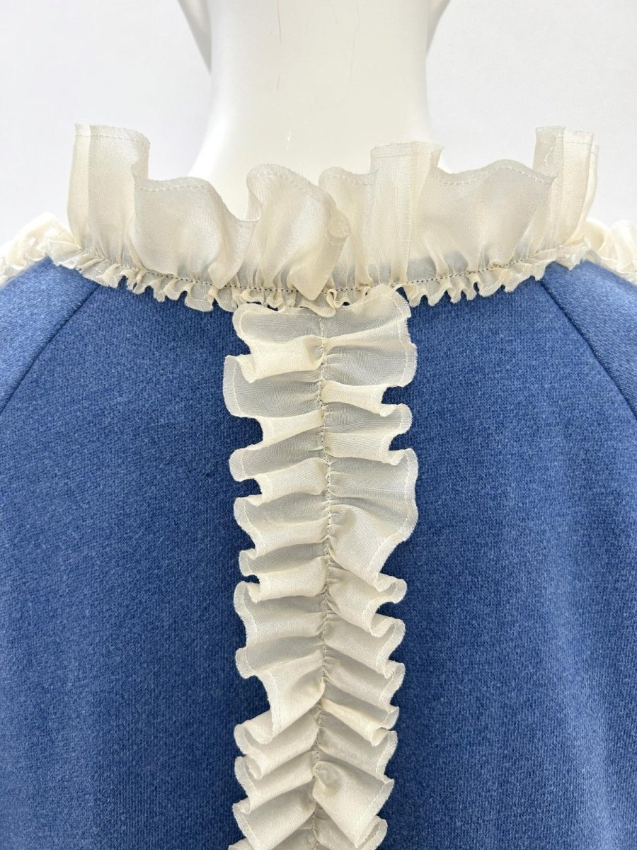 画像7: レトロデニム裏毛　フリルブルゾン  (7)