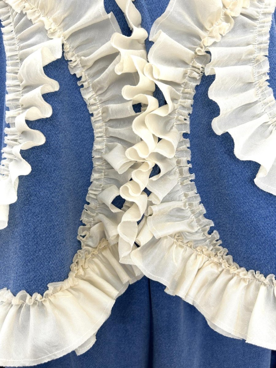画像5: レトロデニム裏毛　フリルブルゾン  (5)