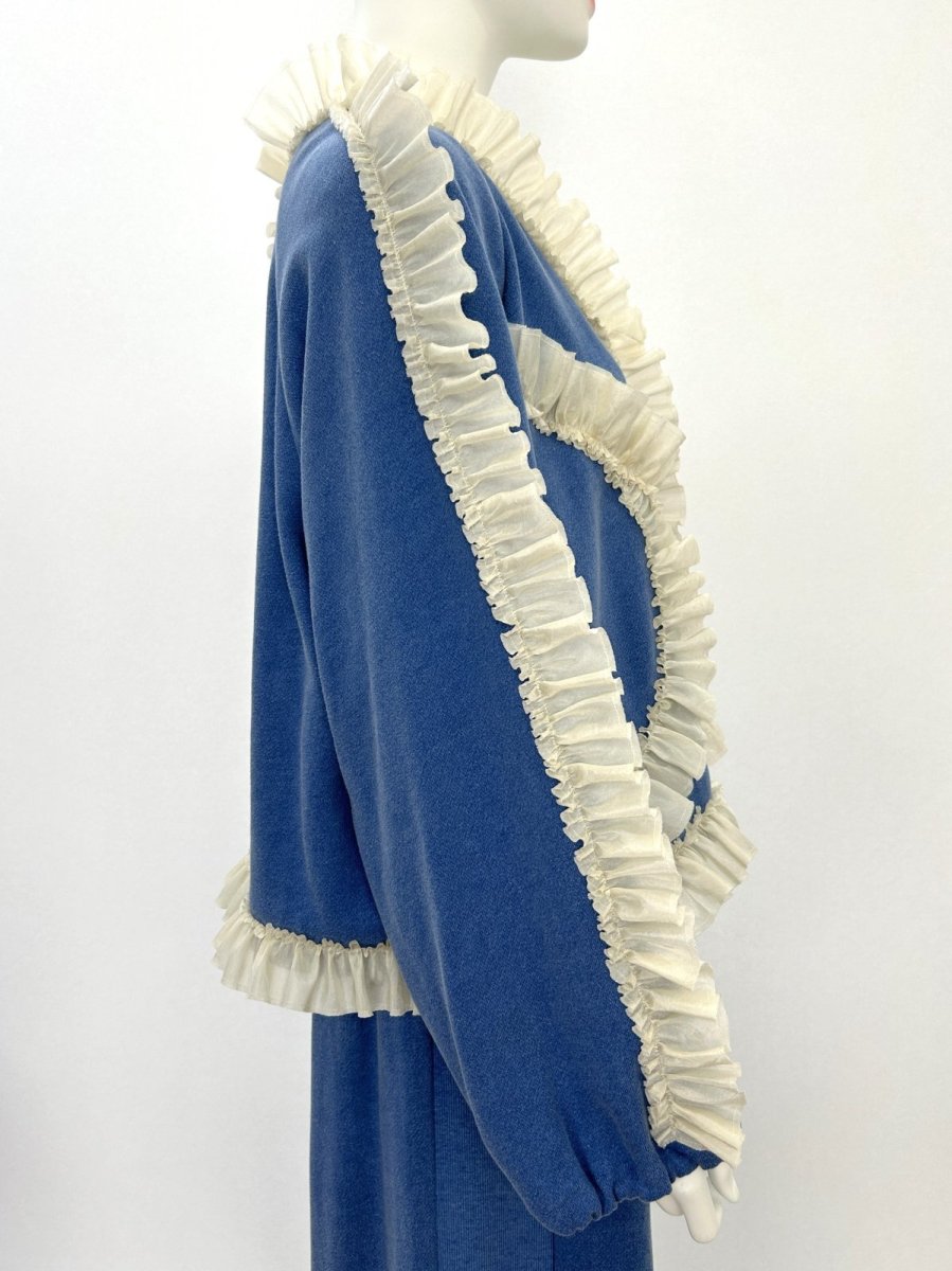 画像2: レトロデニム裏毛　フリルブルゾン  (2)