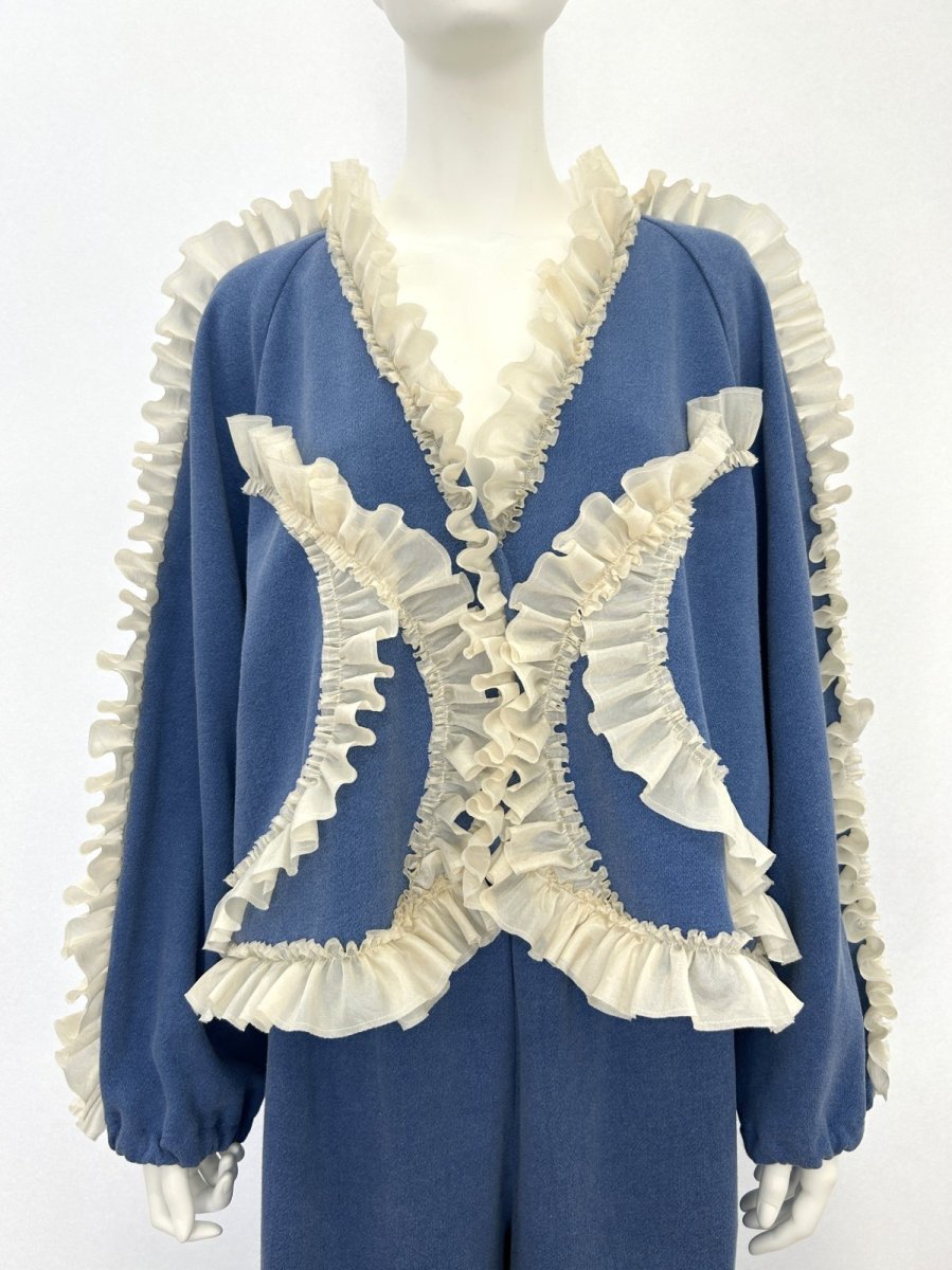 画像1: レトロデニム裏毛　フリルブルゾン  (1)