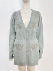 画像1: エンブロイダリーニット ロングカーディガン  (1)