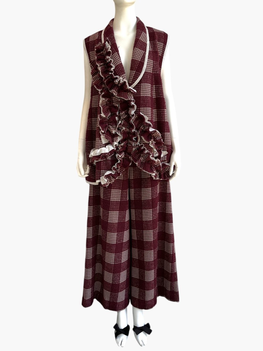 画像8: バーガンディーチェック　ベスト  (8)