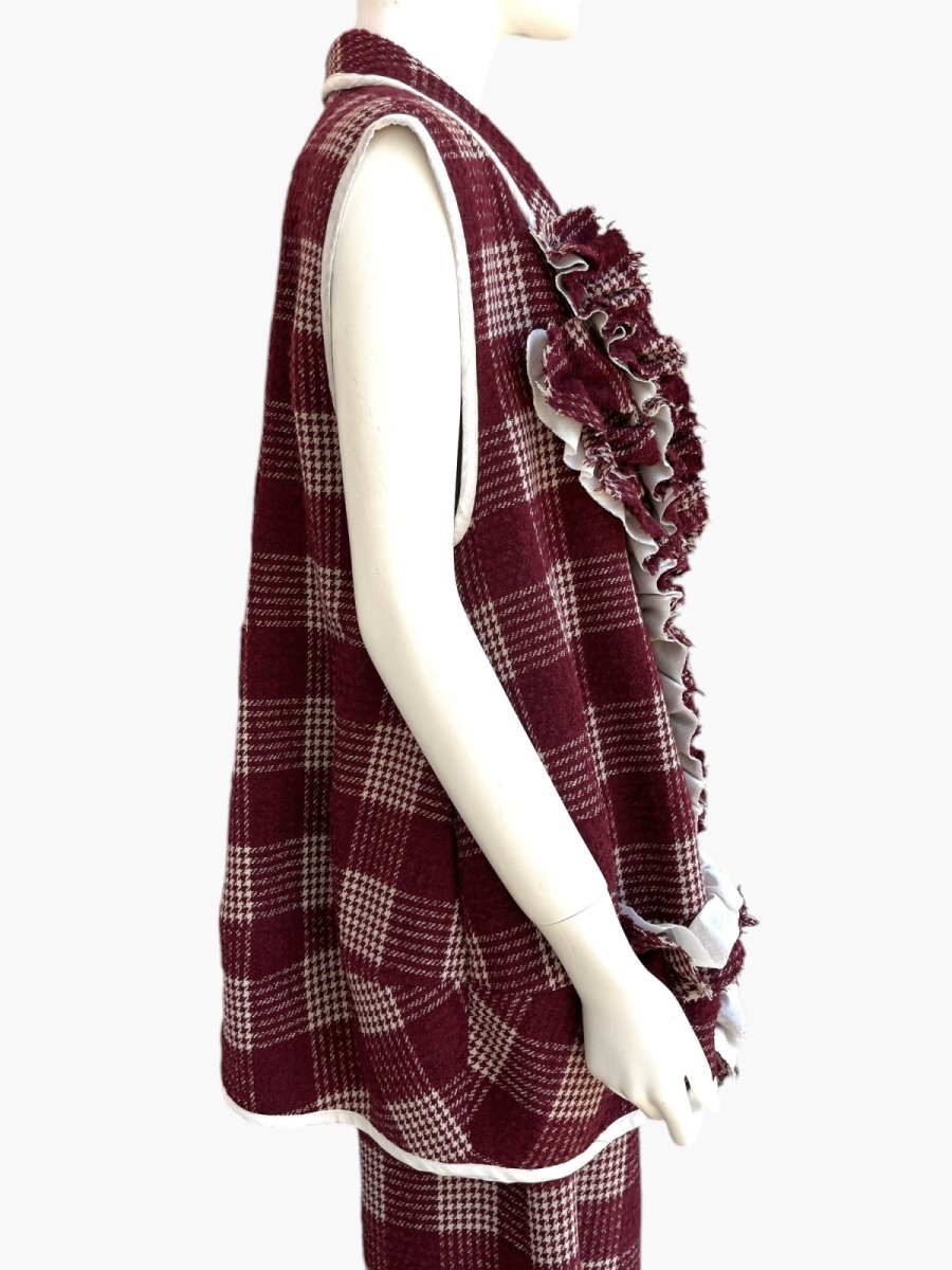 画像2: バーガンディーチェック　ベスト  (2)