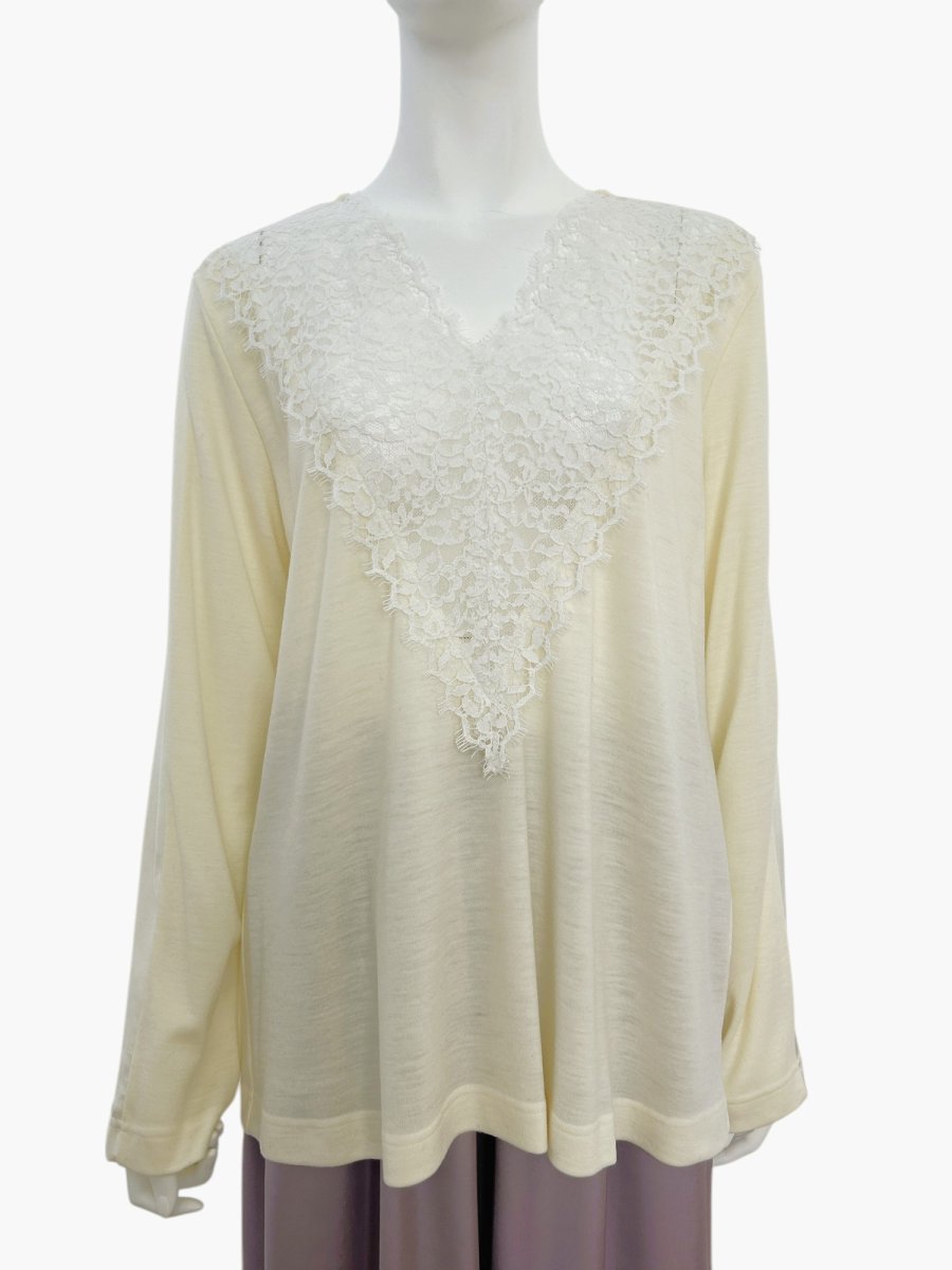 画像1: クイーンウールスムース Vネックレース  (1)