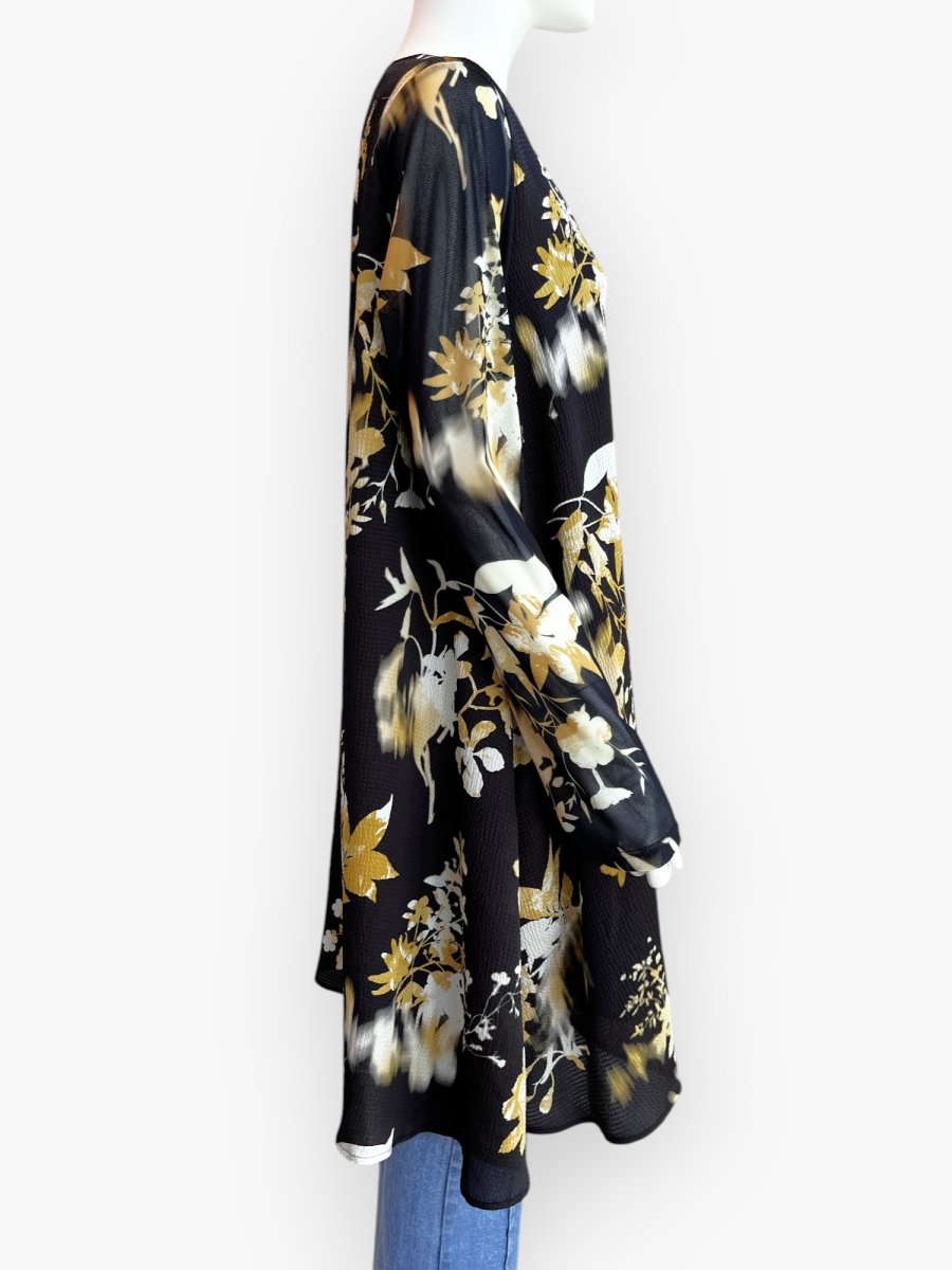 画像2: オンブレフラワープリント チュニックブラウス  (2)