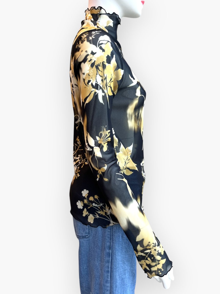 画像2: オンブレフラワープリントチュール スタンドネック  (2)
