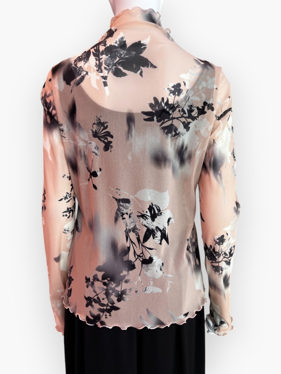 画像10: オンブレフラワープリントチュール スタンドネック  (10)