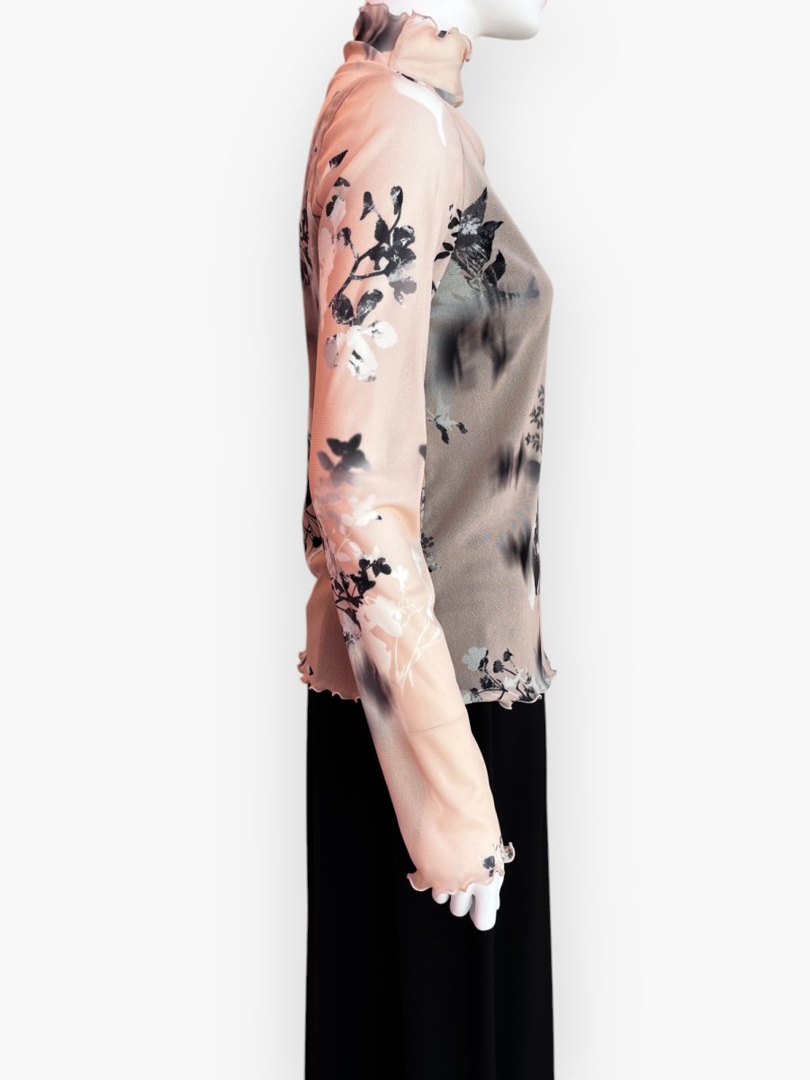 画像9: オンブレフラワープリントチュール スタンドネック  (9)