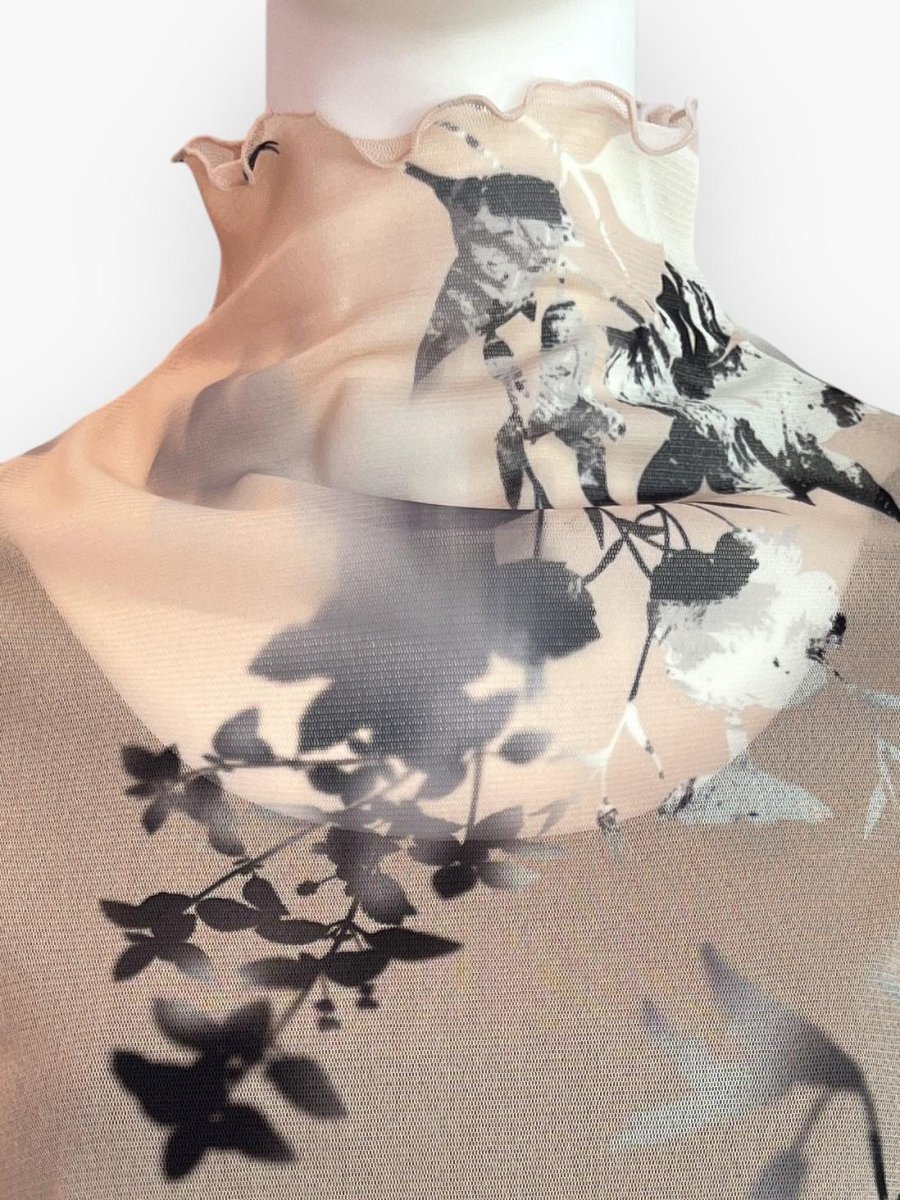 画像11: オンブレフラワープリントチュール スタンドネック  (11)