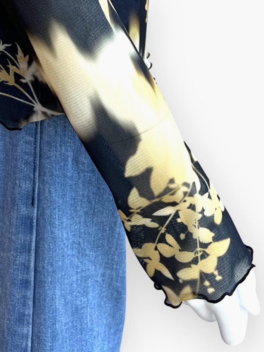 画像5: オンブレフラワープリントチュール スタンドネック  (5)