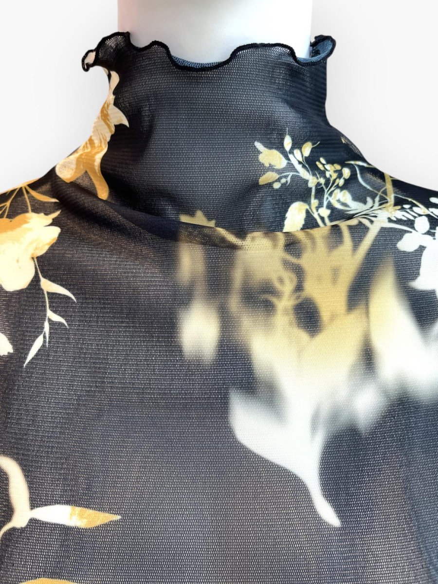 画像4: オンブレフラワープリントチュール スタンドネック  (4)