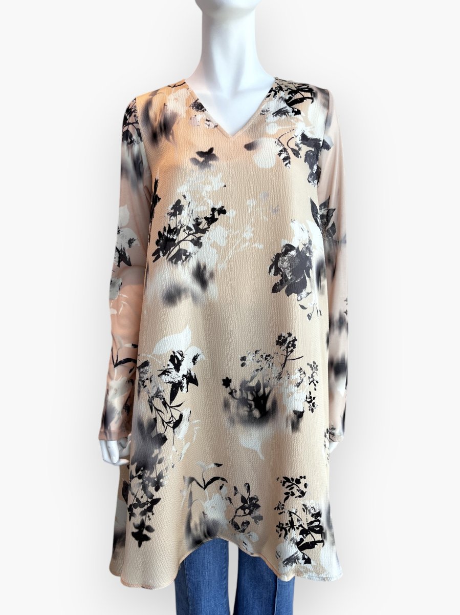 画像8: オンブレフラワープリント チュニックブラウス  (8)