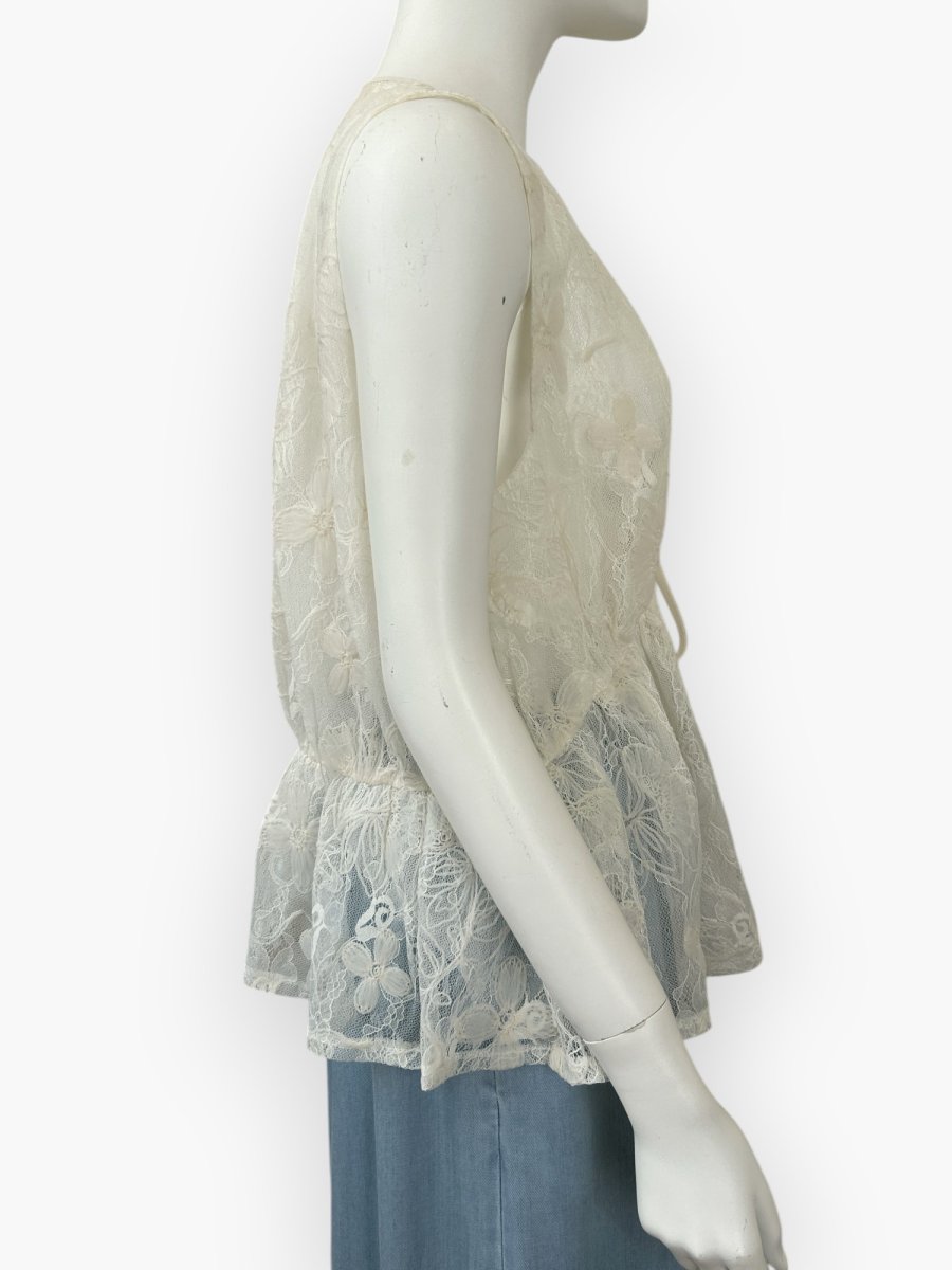 画像2: クレールフラワーレース ジレ  (2)
