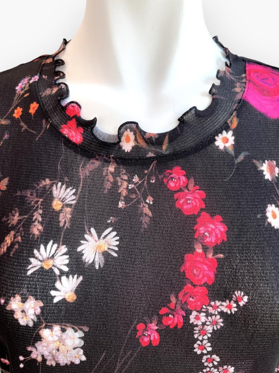 画像2: ミクスチャーフラワープリントチュール フレンチスリーブ  (2)