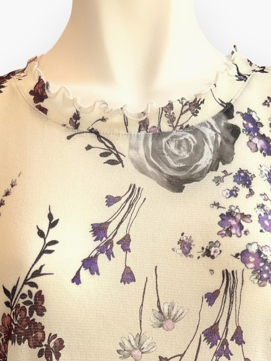 画像7: ミクスチャーフラワープリントチュール フレンチスリーブ  (7)