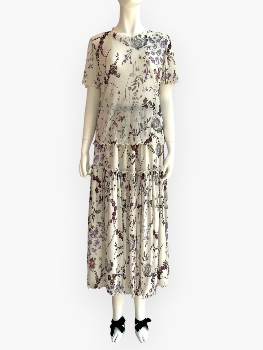 画像9: ミクスチャーフラワープリントチュール フレンチスリーブ  (9)