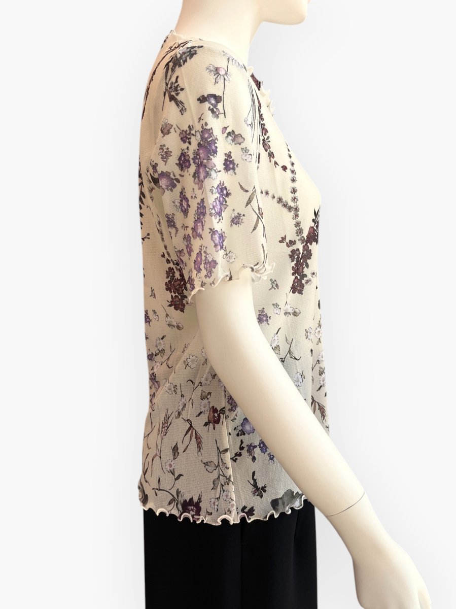 画像5: ミクスチャーフラワープリントチュール フレンチスリーブ  (5)