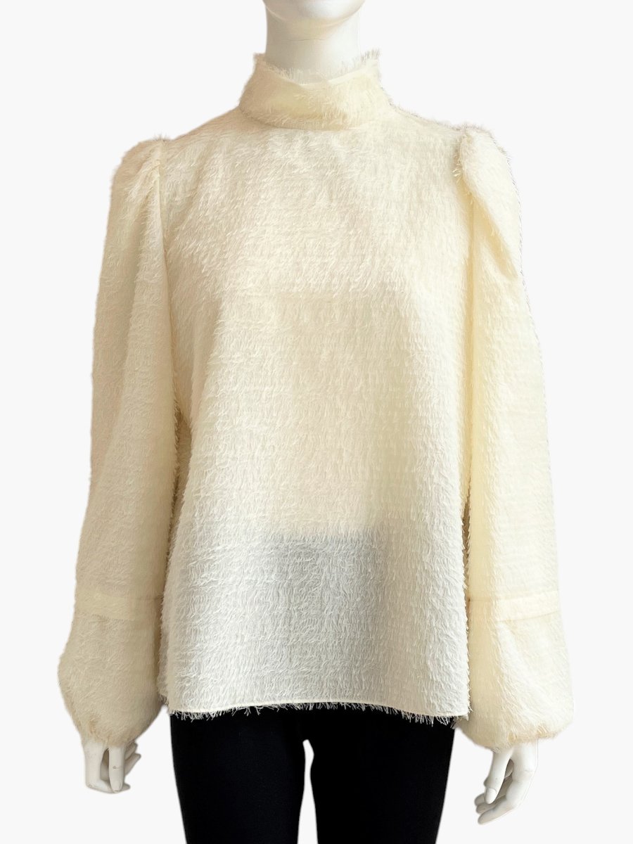 画像1: フリンジカットジャガード　ブラウス  (1)