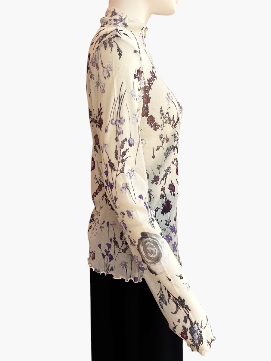 画像6: ミクスチャーフラワープリントチュール スタンドネック  (6)