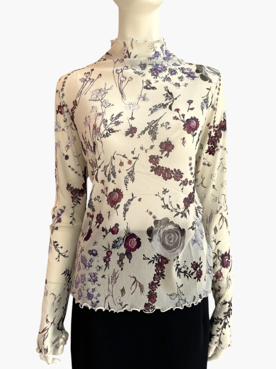 画像5: ミクスチャーフラワープリントチュール スタンドネック  (5)