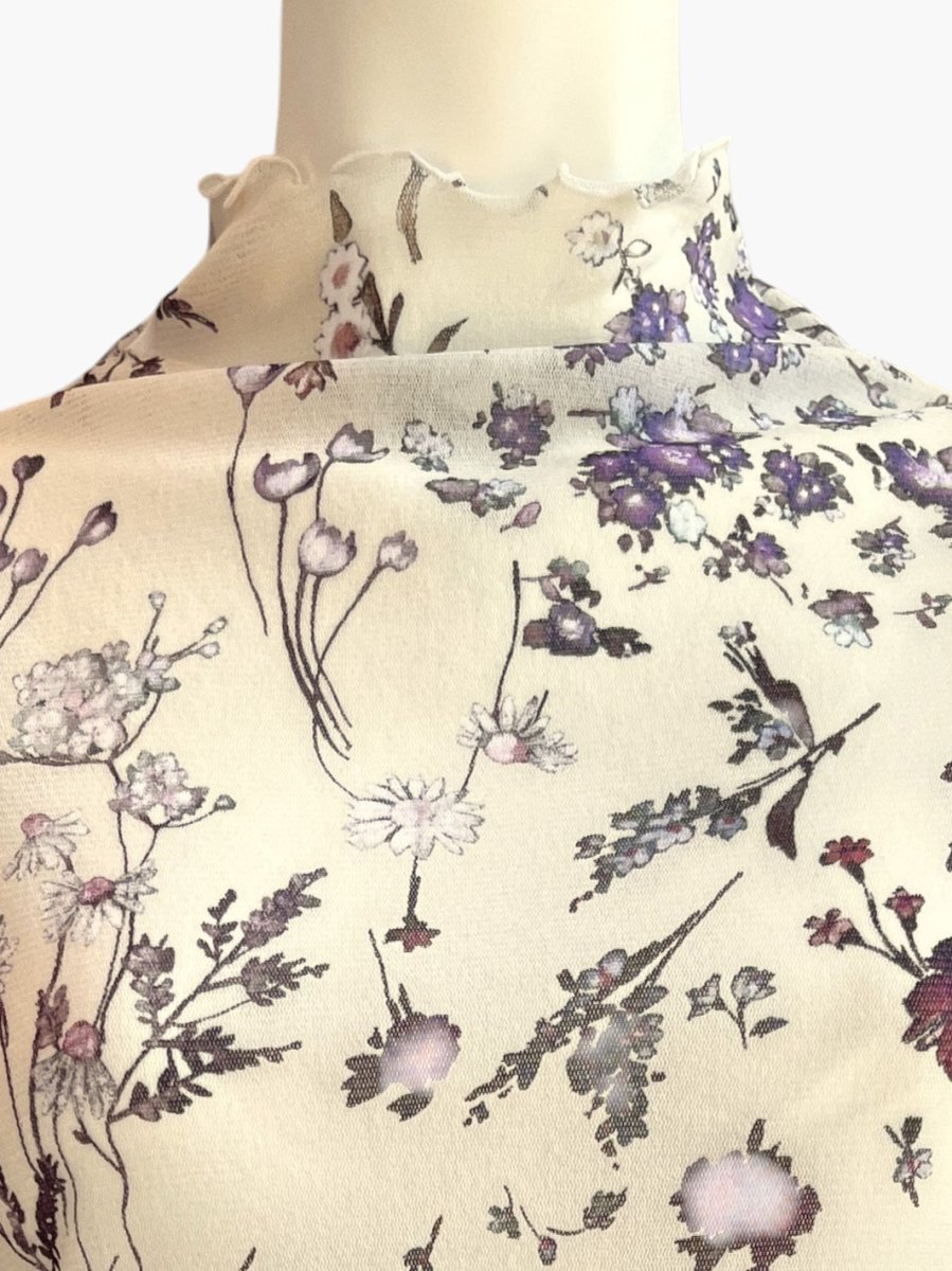 画像8: ミクスチャーフラワープリントチュール スタンドネック  (8)