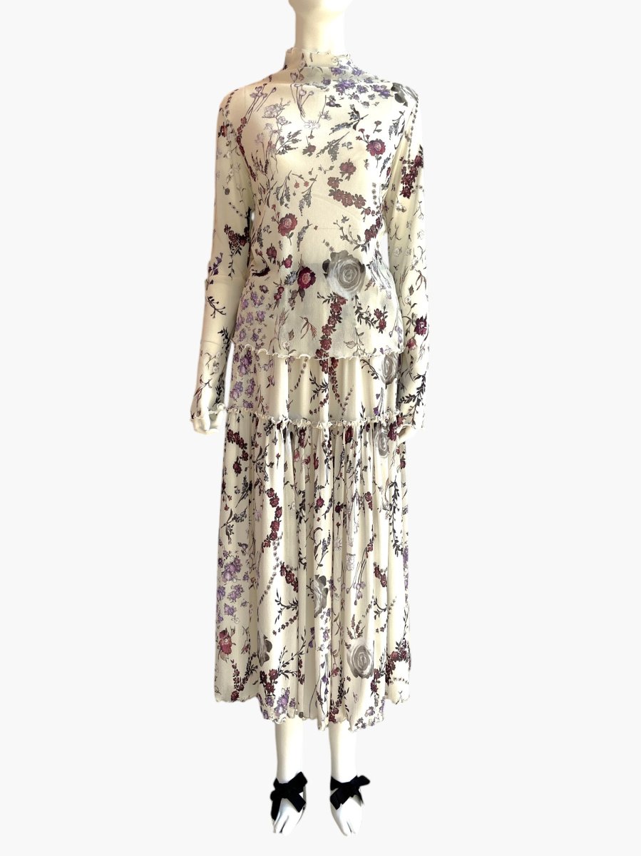 画像11: ミクスチャーフラワープリントチュール スタンドネック  (11)