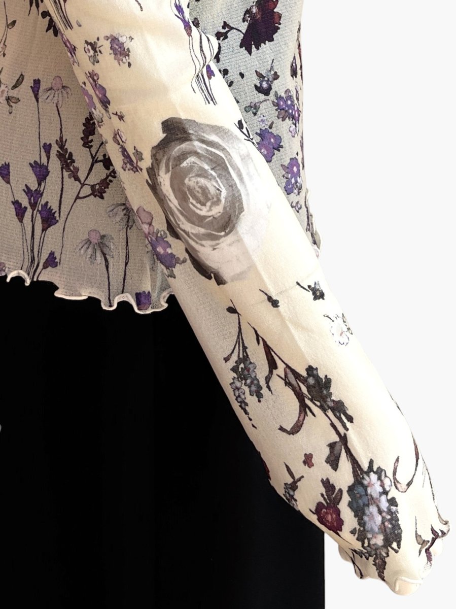画像9: ミクスチャーフラワープリントチュール スタンドネック  (9)