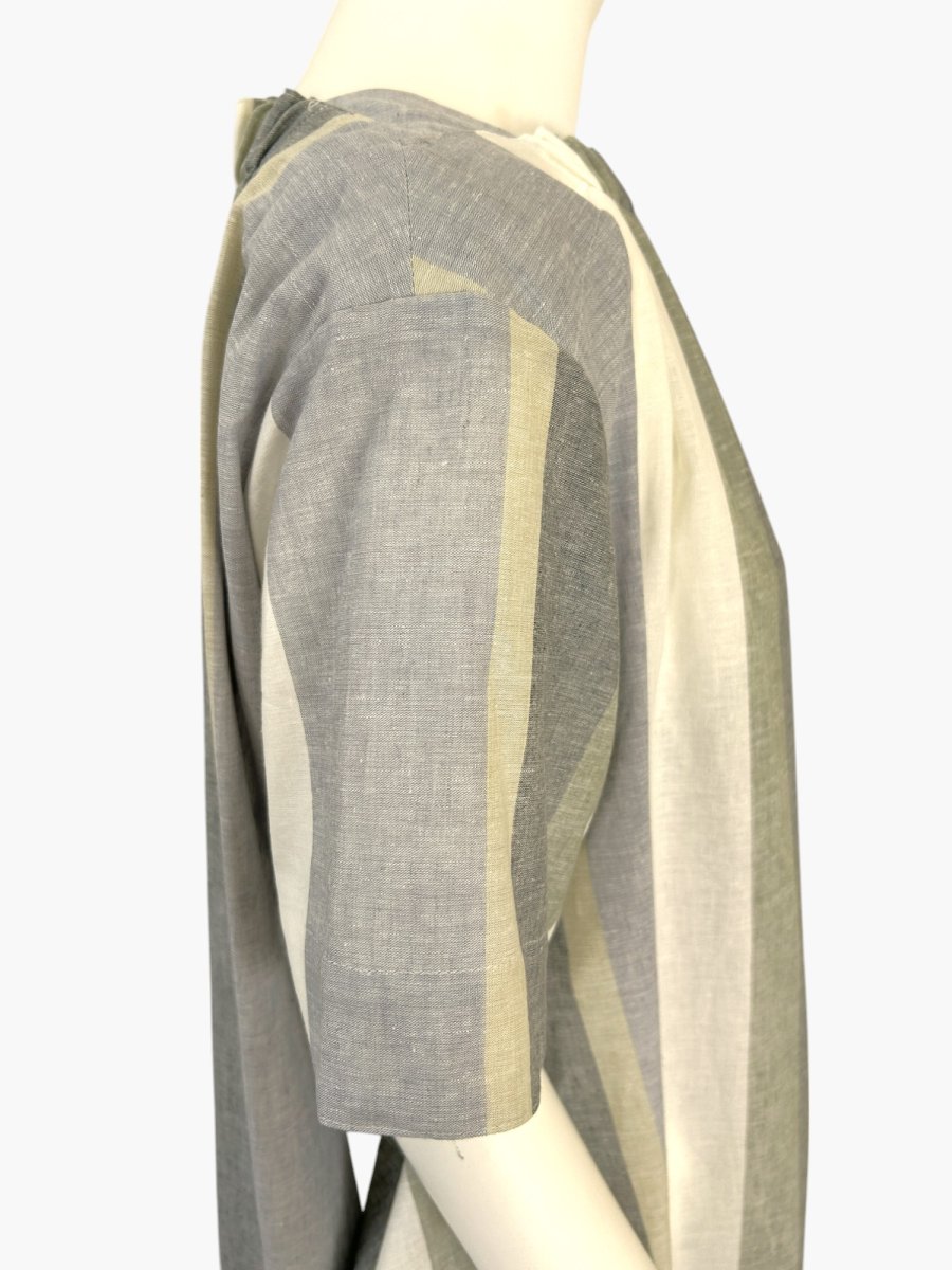 画像5: フレンチリネン混ストライプ ワンピース  (5)