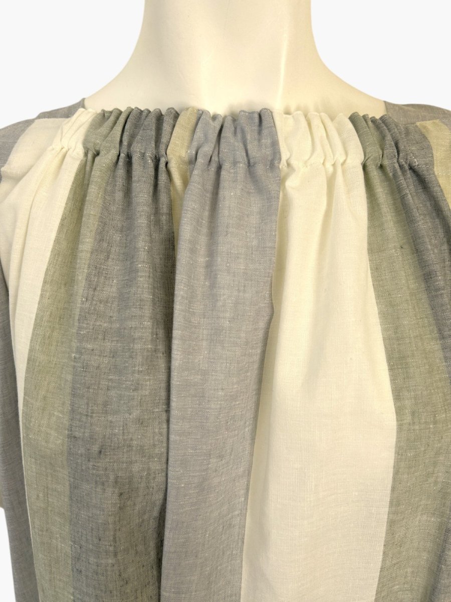 画像4: フレンチリネン混ストライプ ワンピース  (4)