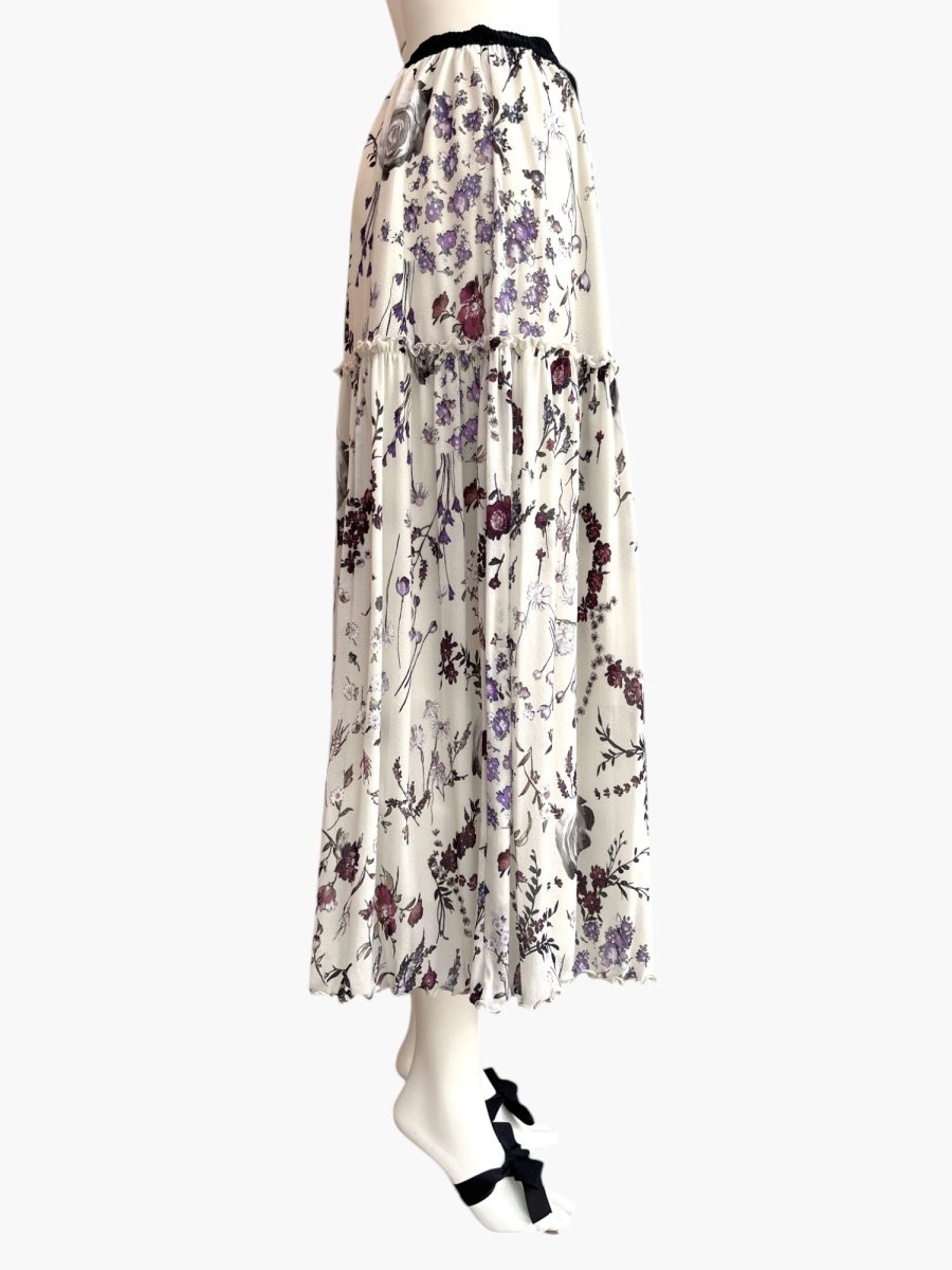 画像2: ミクスチャーフラワープリント チュールスカート  (2)