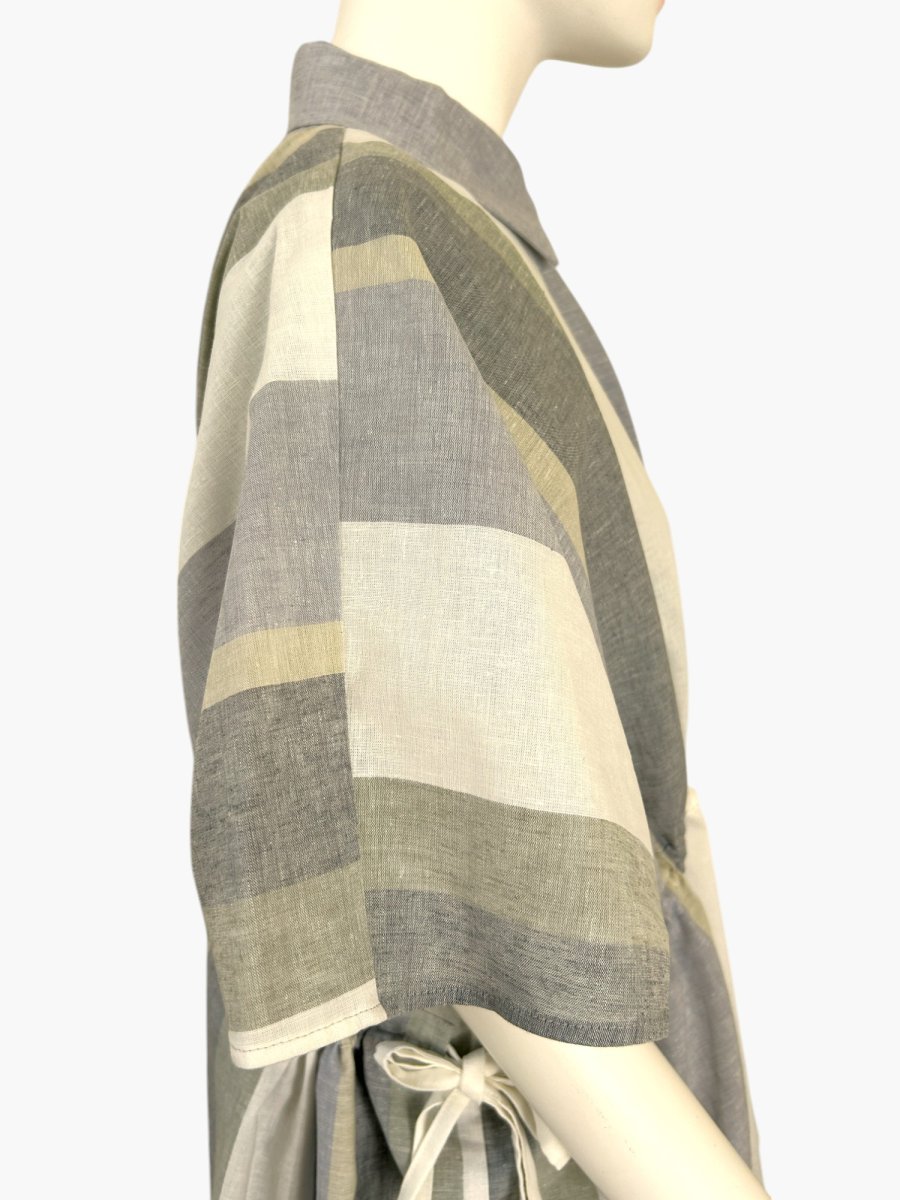 画像6: フレンチリネン混ストライプ ギャザーブラウス  (6)