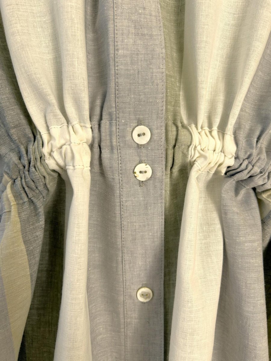 画像5: フレンチリネン混ストライプ ギャザーブラウス  (5)