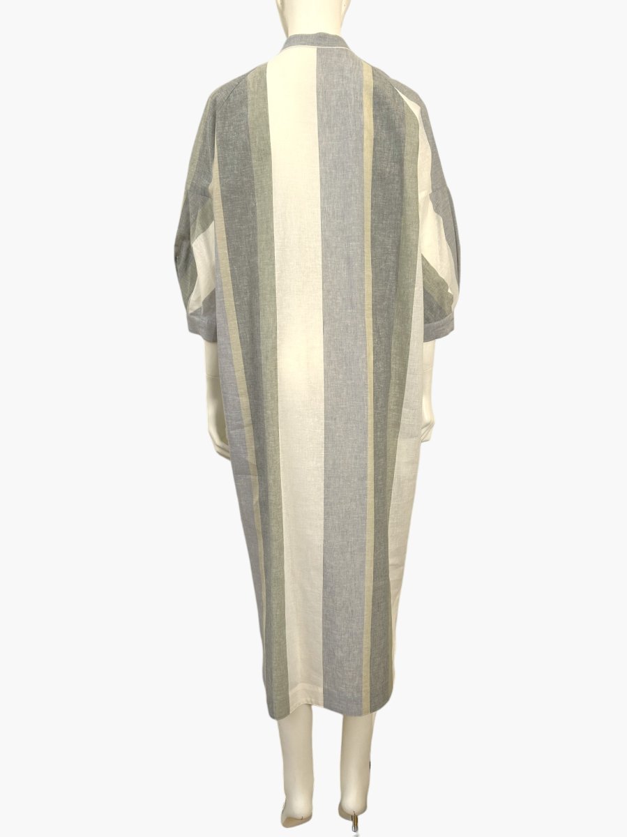 画像3: フレンチリネン混ストライプ シャツワンピース  (3)