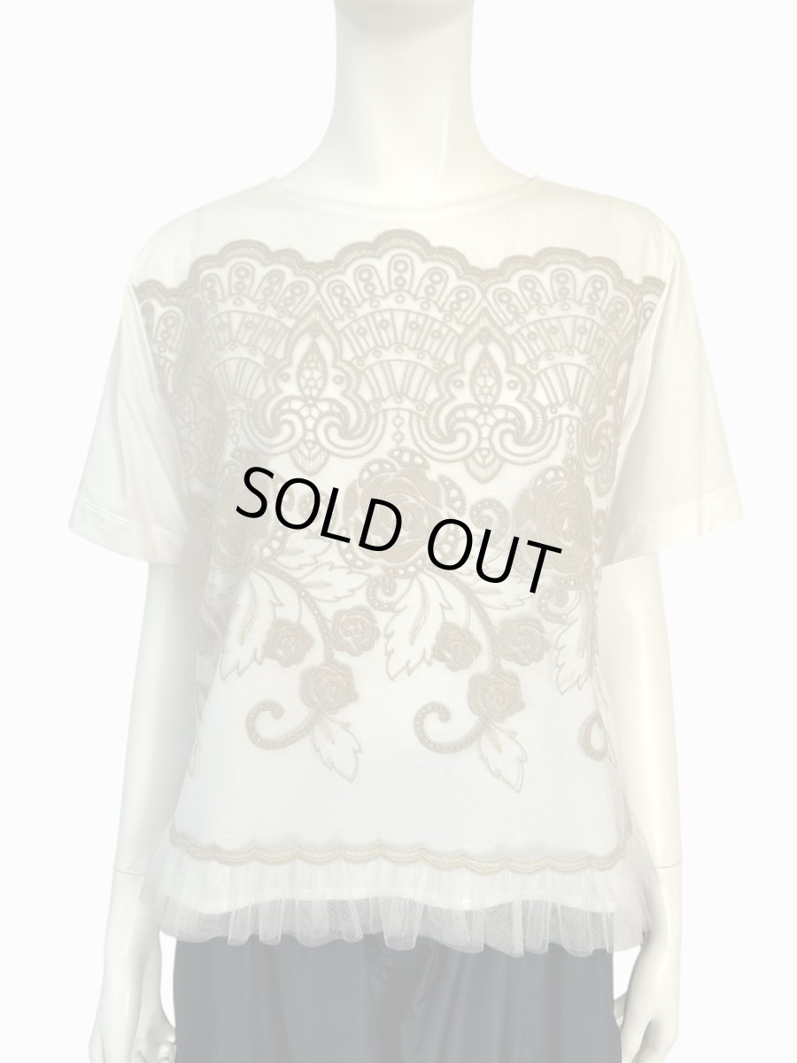 画像1: エンブロイダリーチュールレース カットソー  (1)