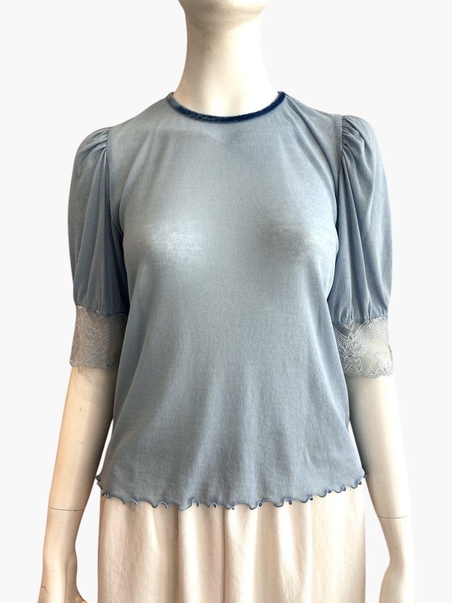 画像1: クリアーカットソー　ギャザースリーブ  (1)