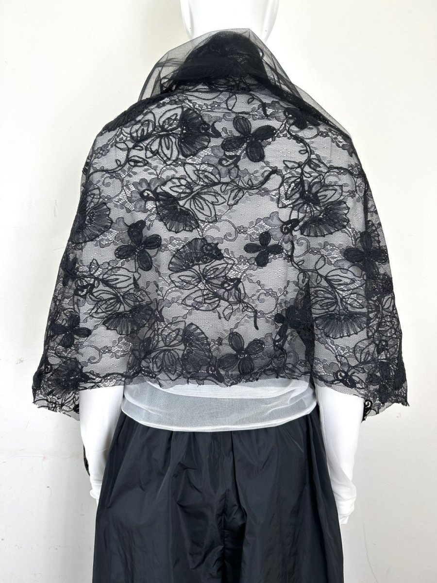 画像4: クレールフラワーレース ショール  (4)