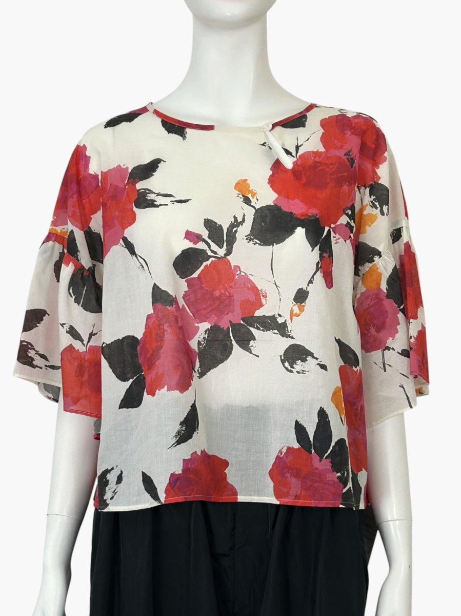 画像1: ユイルローズプリント　ブラウス (1)