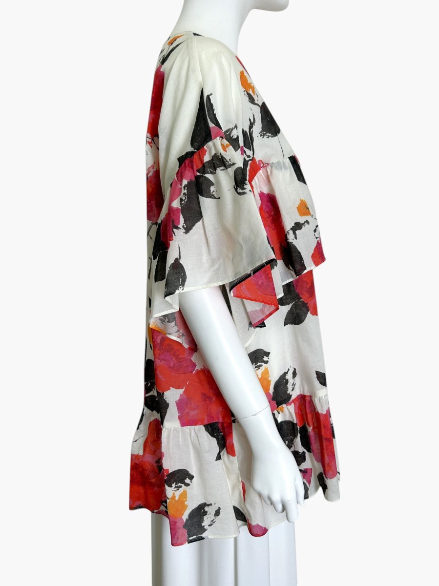 画像2: ユイルローズプリント　ティアードブラウス  (2)