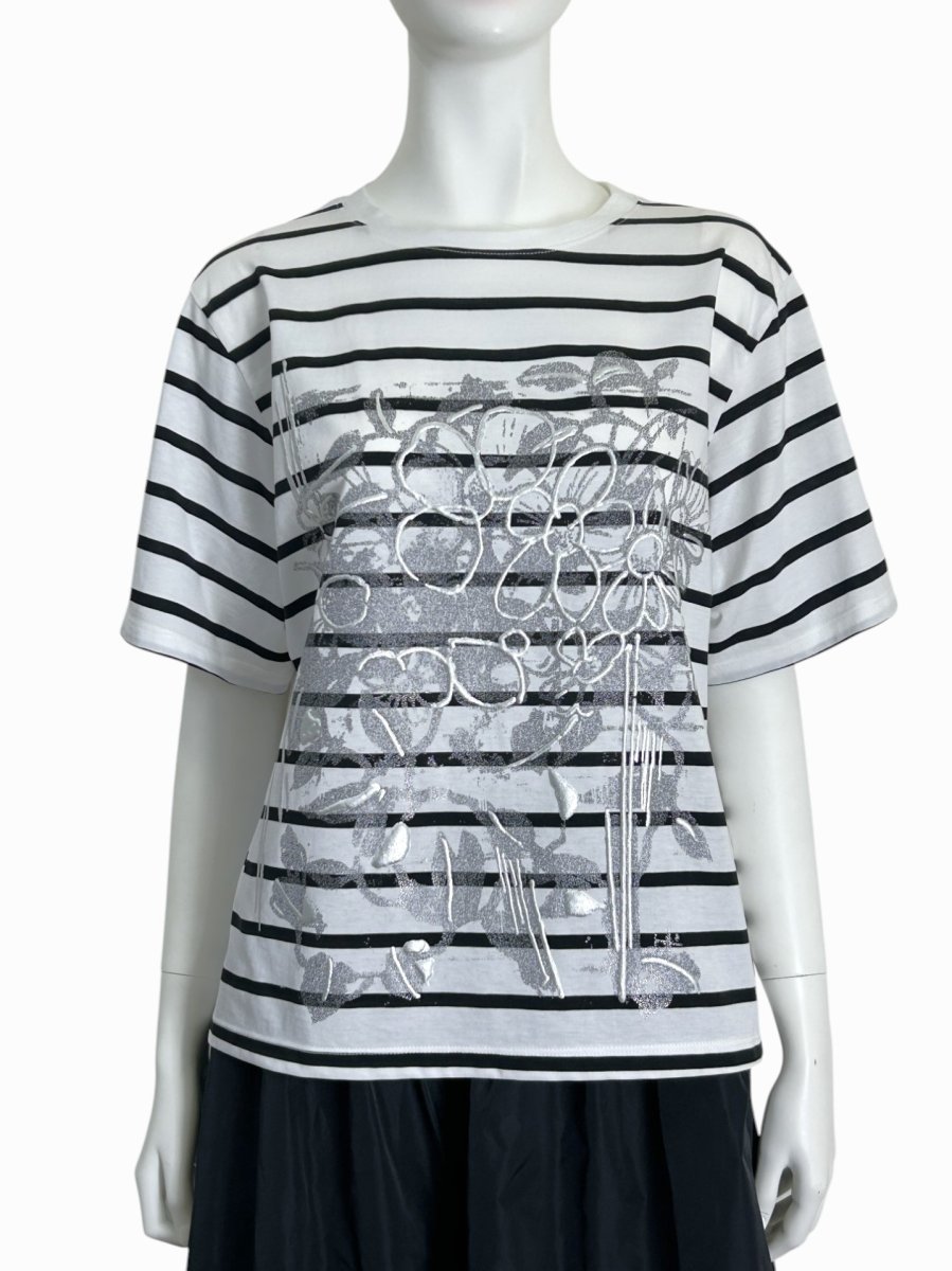 画像1: ホイルフラワーTシャツ (1)