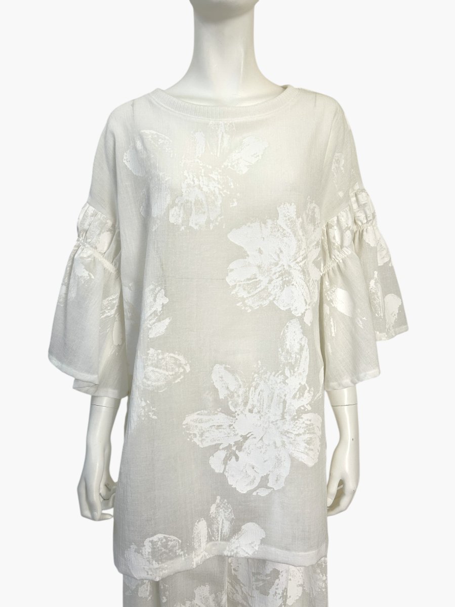 画像8: ホイップフラワープリント チュニックブラウス  (8)