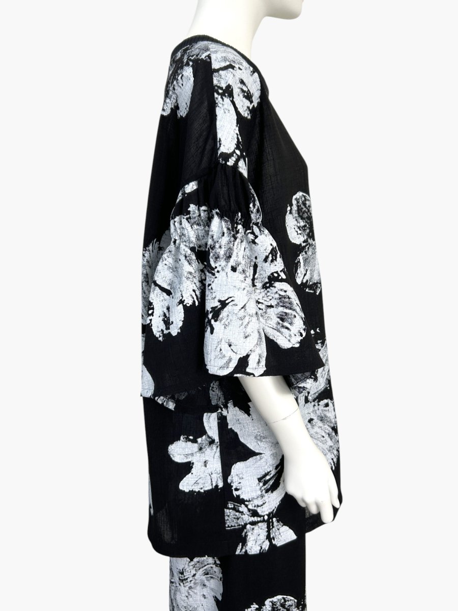 画像2: ホイップフラワープリント チュニックブラウス  (2)